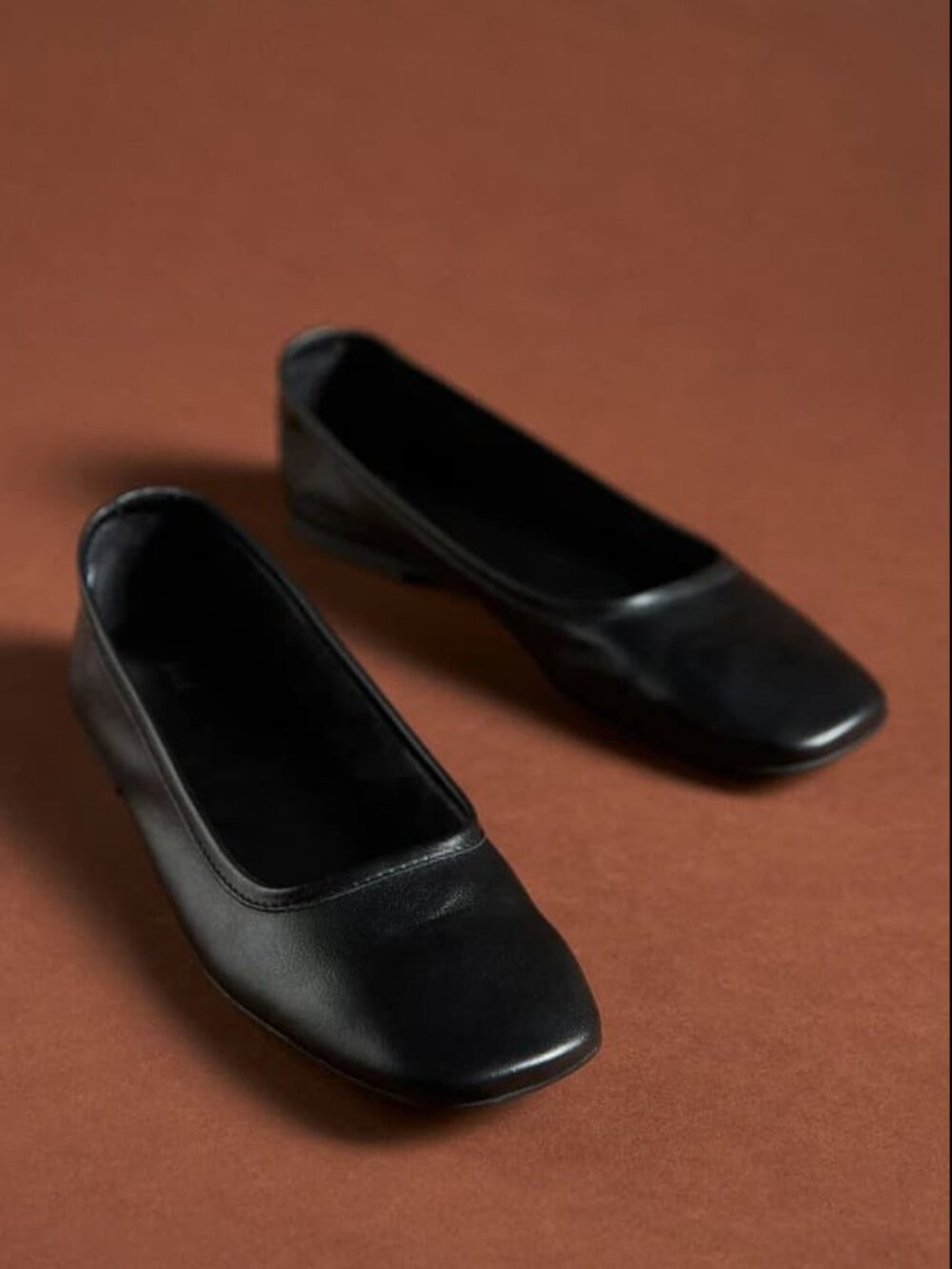 Pilcro Anthropologie Black Leather Square Toe Glove Ballet Flats 39 / 8.5